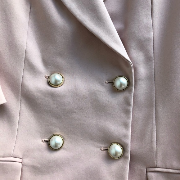 Zara Cold Shoulder Blazer With Faux Pearl Buttons - Picture 9 of 16